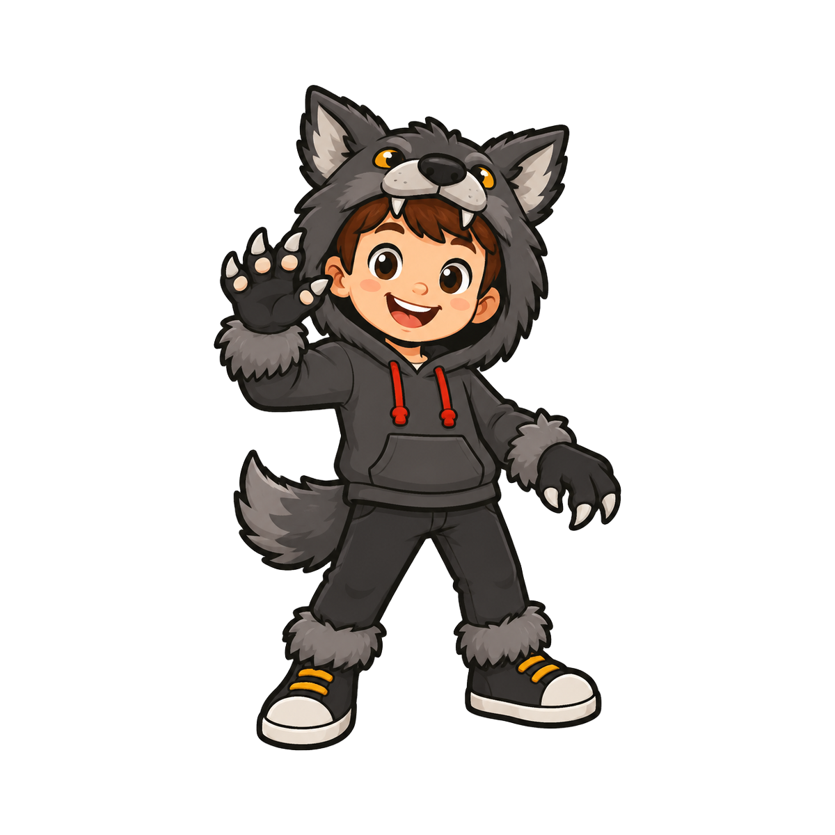 Kid wearing a werewolf costume